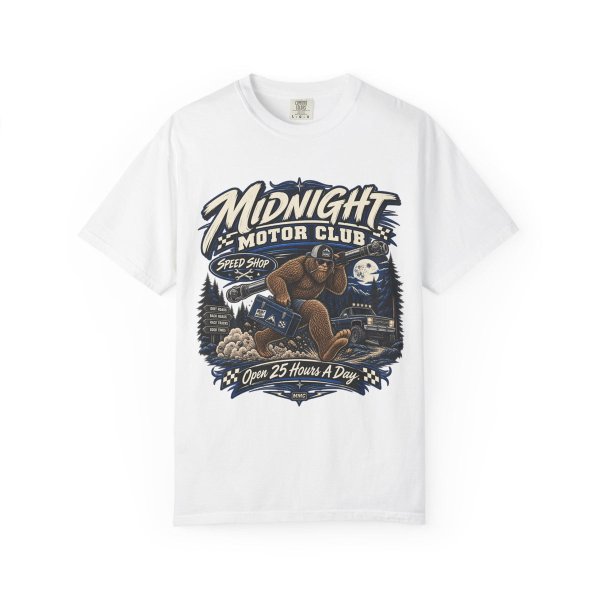 Midnight Motor Club T-Shirt — Vintage Bigfoot Speed Shop Graphic Tee