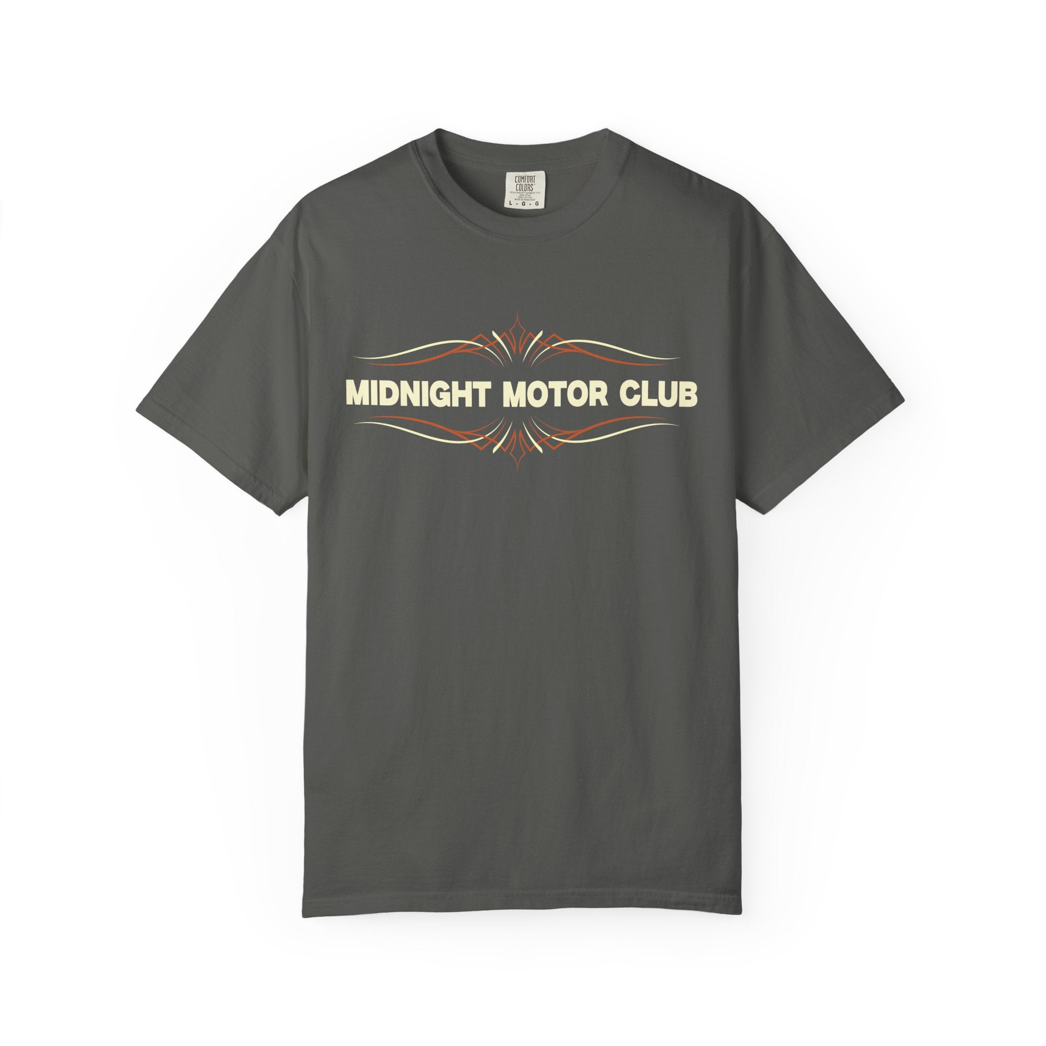 Midnight Motor Club T-Shirt — “The Garage Never Closes” Vintage Car Crew Tee