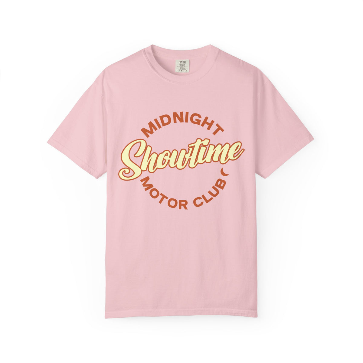 "Midnight Showtime Motor Club" Retro Script Car Culture Tee