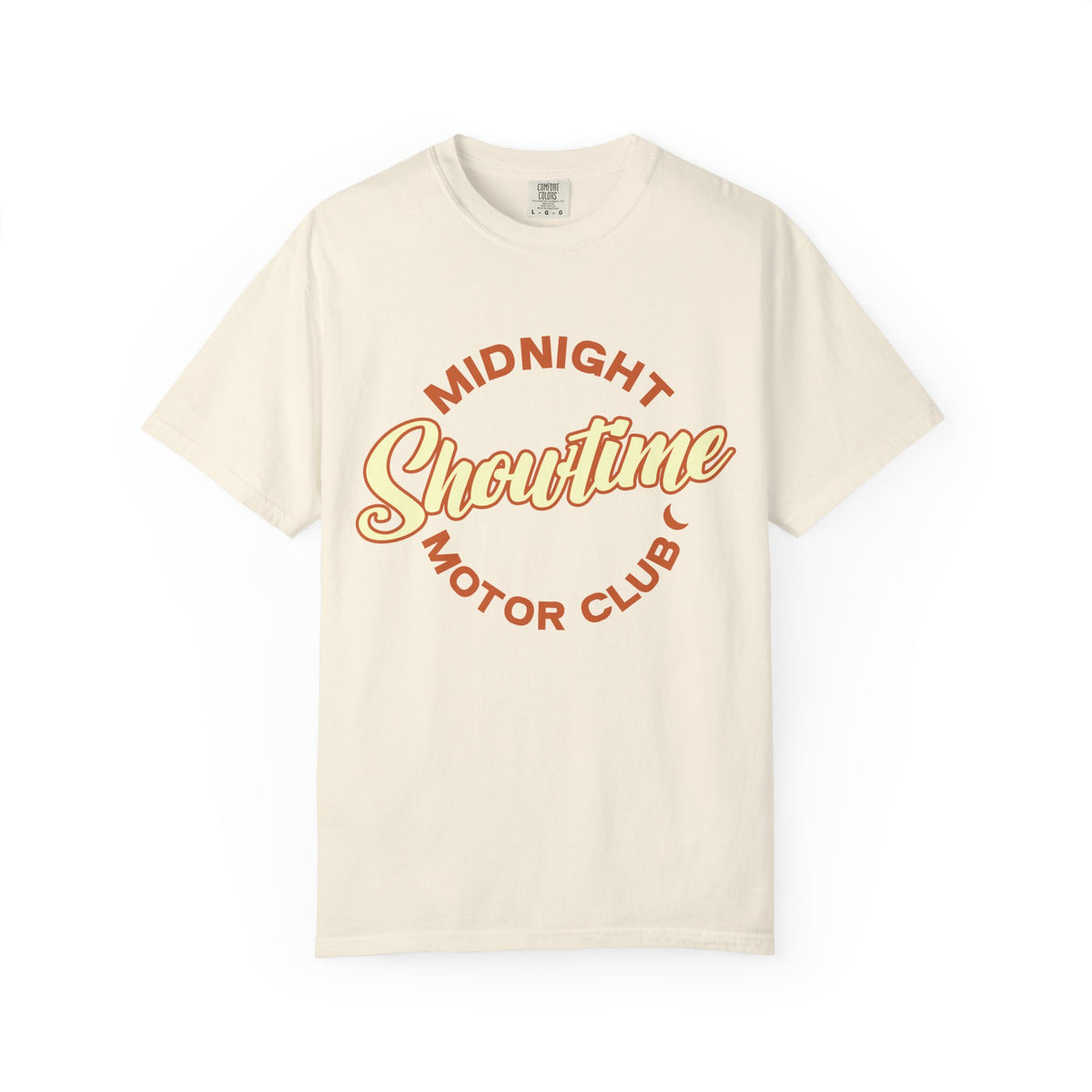 "Midnight Showtime Motor Club" Retro Script Car Culture Tee