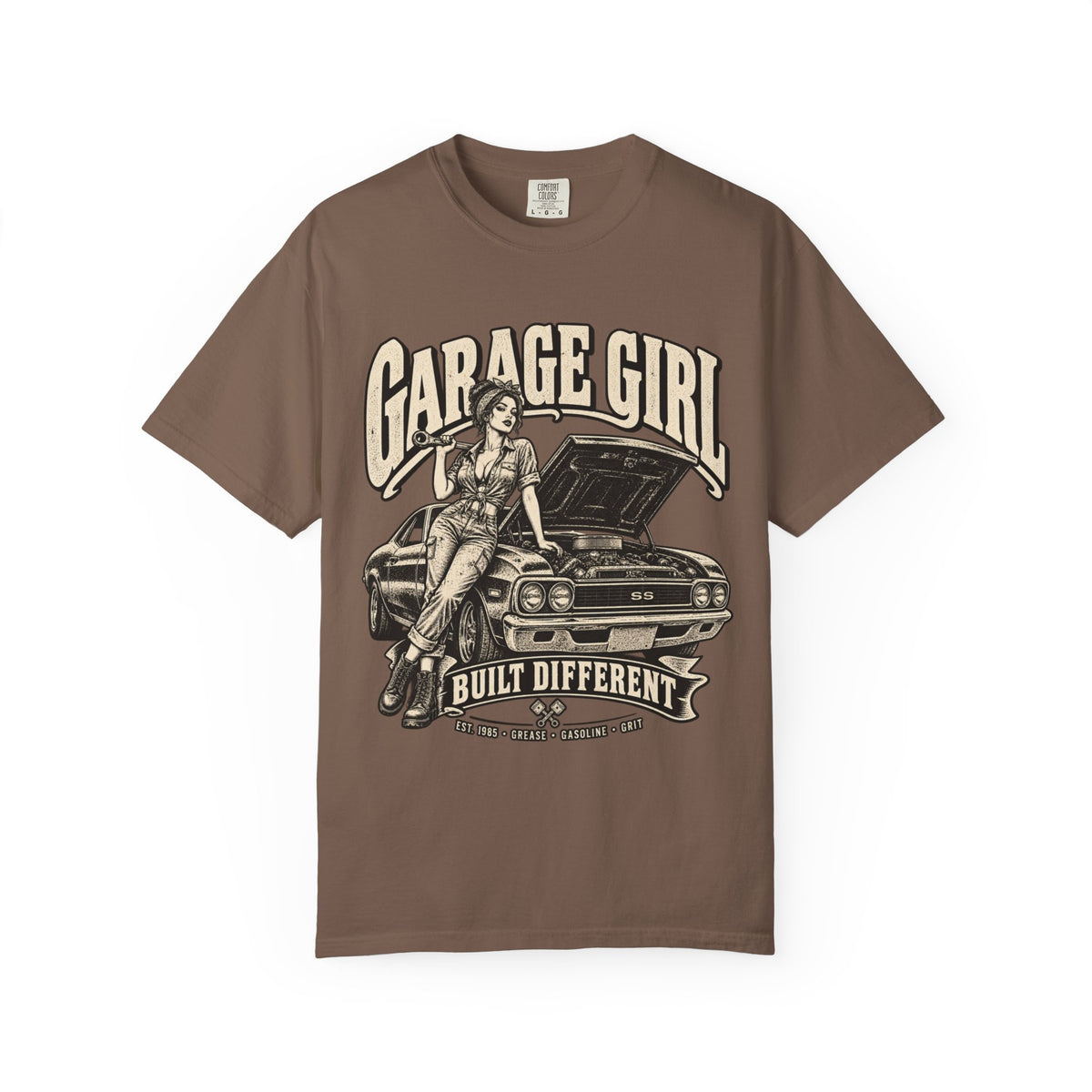 Garage Girl T-Shirt — "Built Different" Vintage Car Tee
