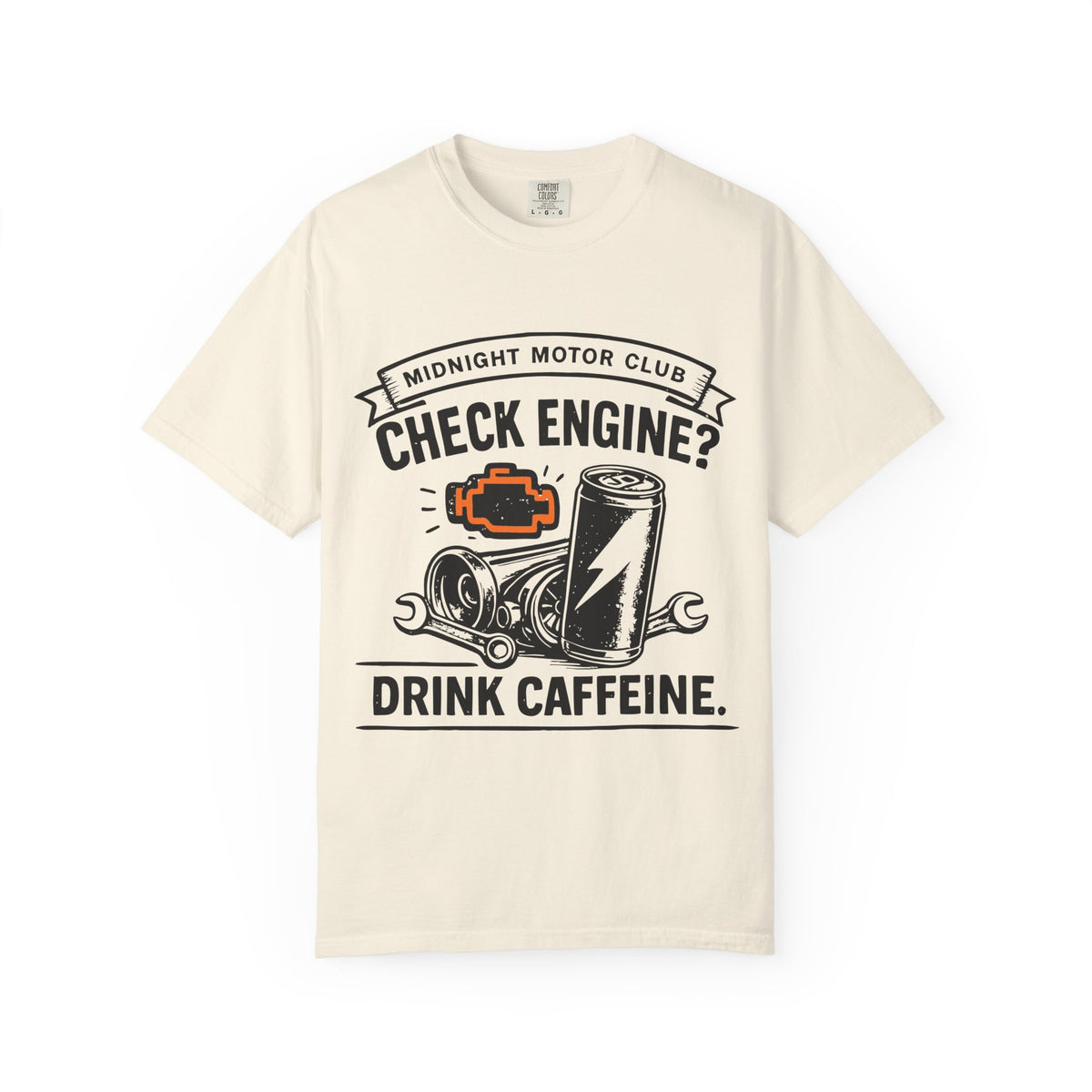 Check Engine? Drink Caffeine. T-Shirt — Mechanics & Car Lovers Racing Tee