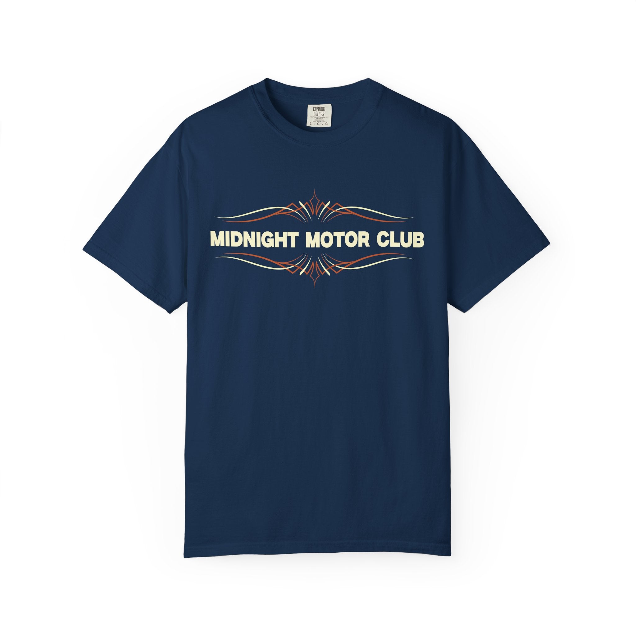 Midnight Motor Club T-Shirt — “The Garage Never Closes” Vintage Car Crew Tee