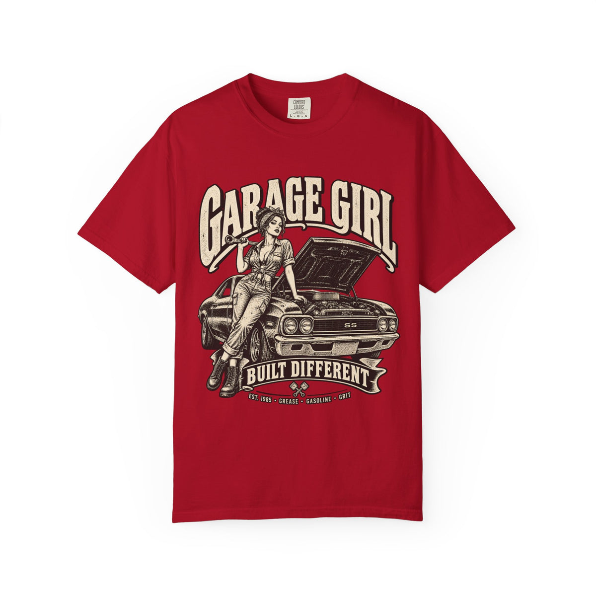 Garage Girl T-Shirt — "Built Different" Vintage Car Tee