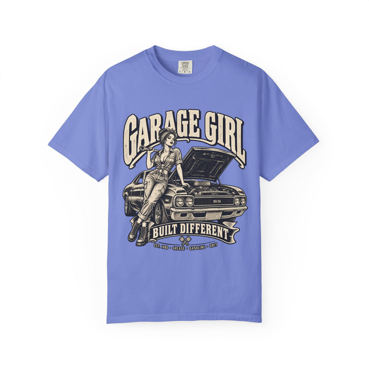 Garage Girl T-Shirt — "Built Different" Vintage Car Tee