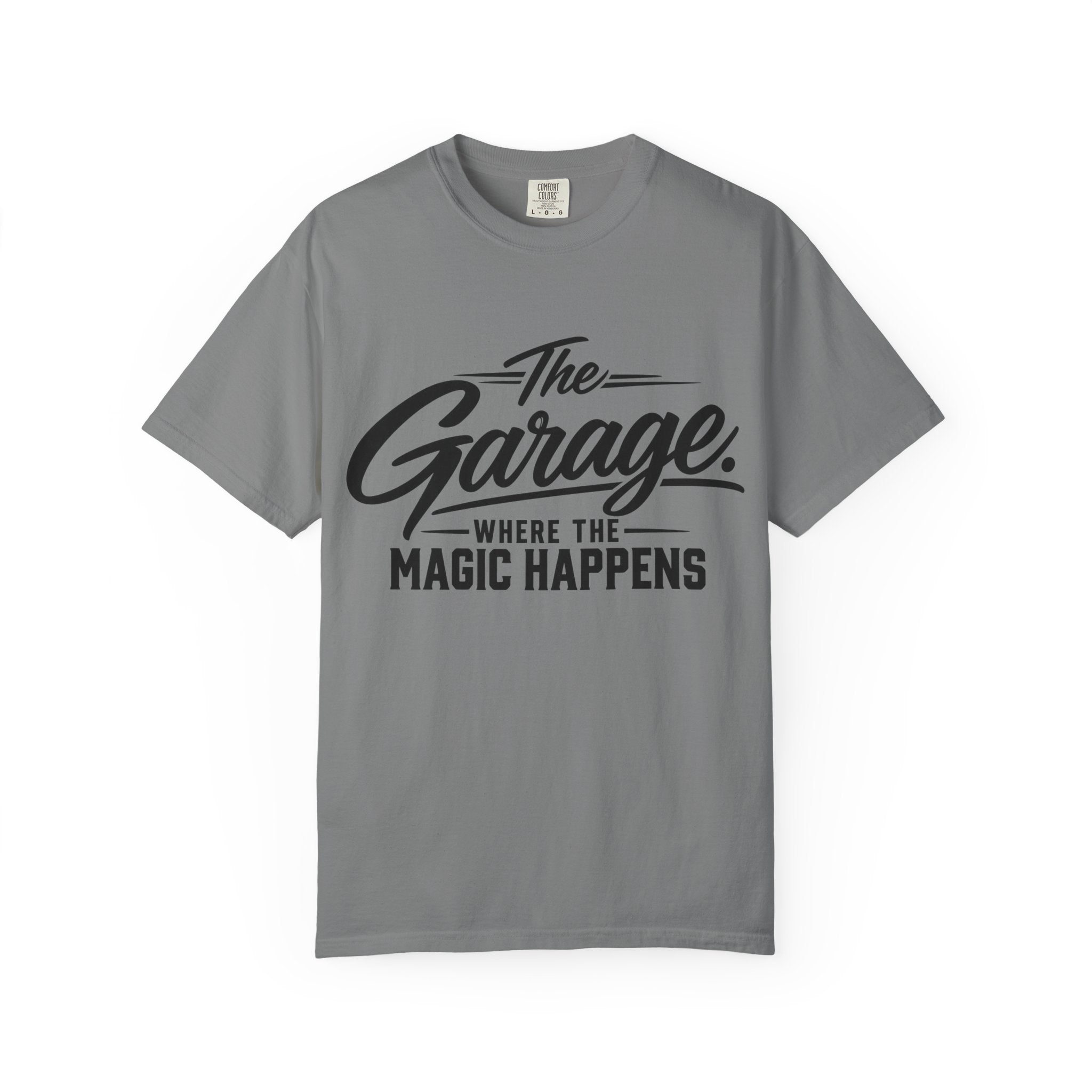 Garage T-Shirt — “The Garage Where the Magic Happens” Retro Workshop Tee