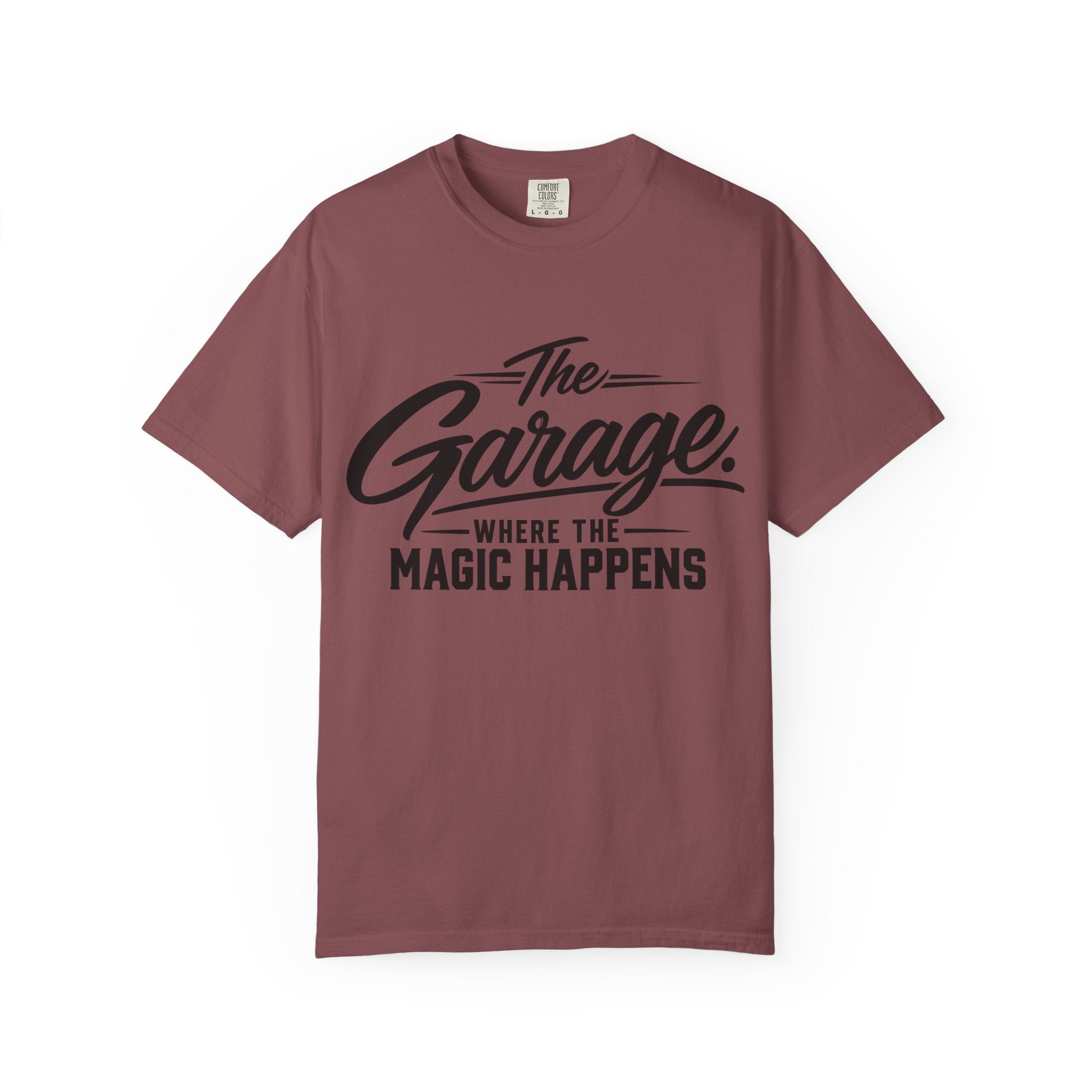 Garage T-Shirt — “The Garage Where the Magic Happens” Retro Workshop Tee