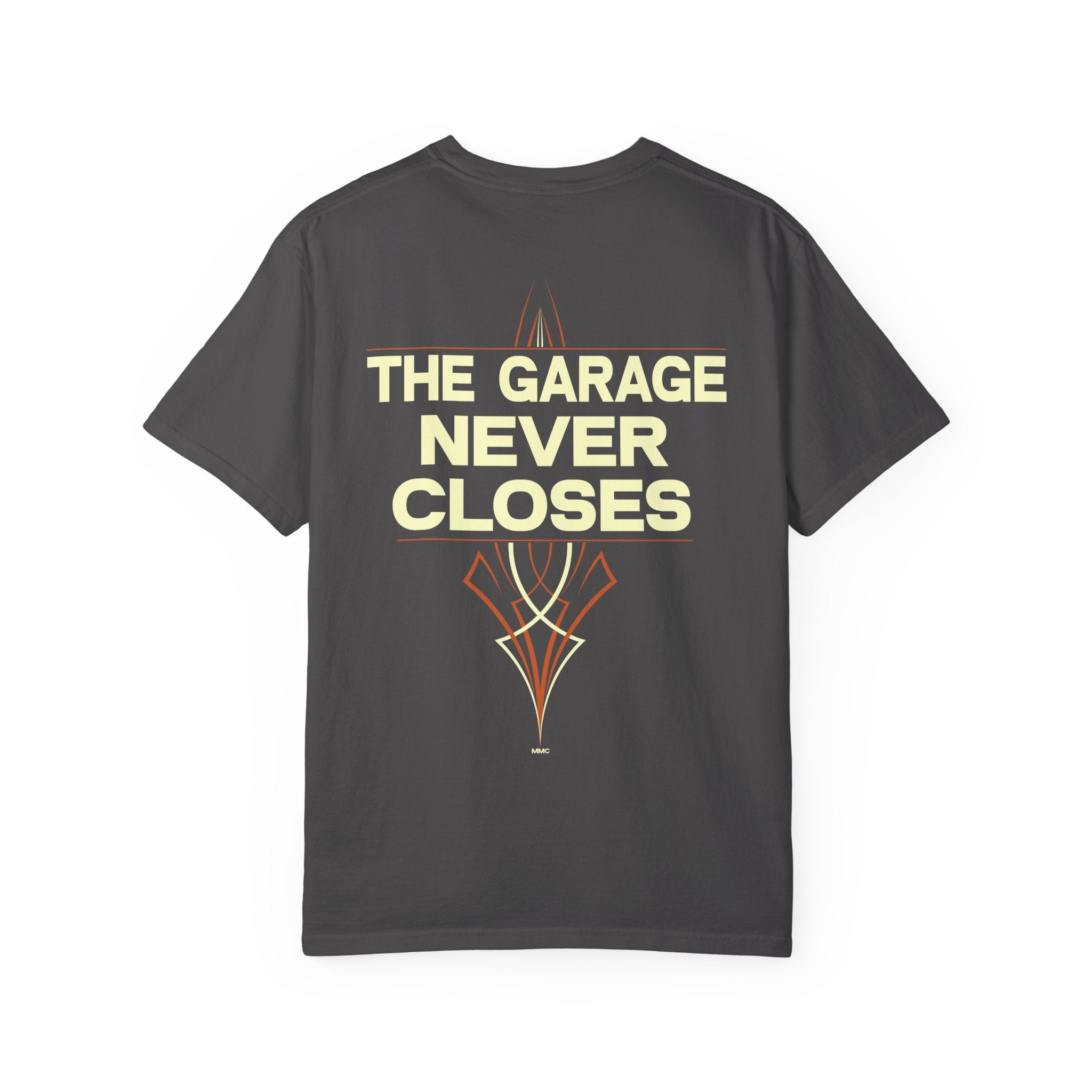 Midnight Motor Club T-Shirt — “The Garage Never Closes” Vintage Car Crew Tee