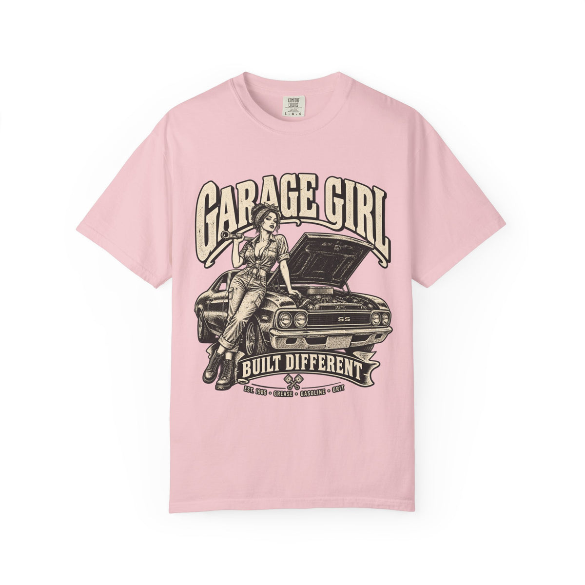 Garage Girl T-Shirt — "Built Different" Vintage Car Tee