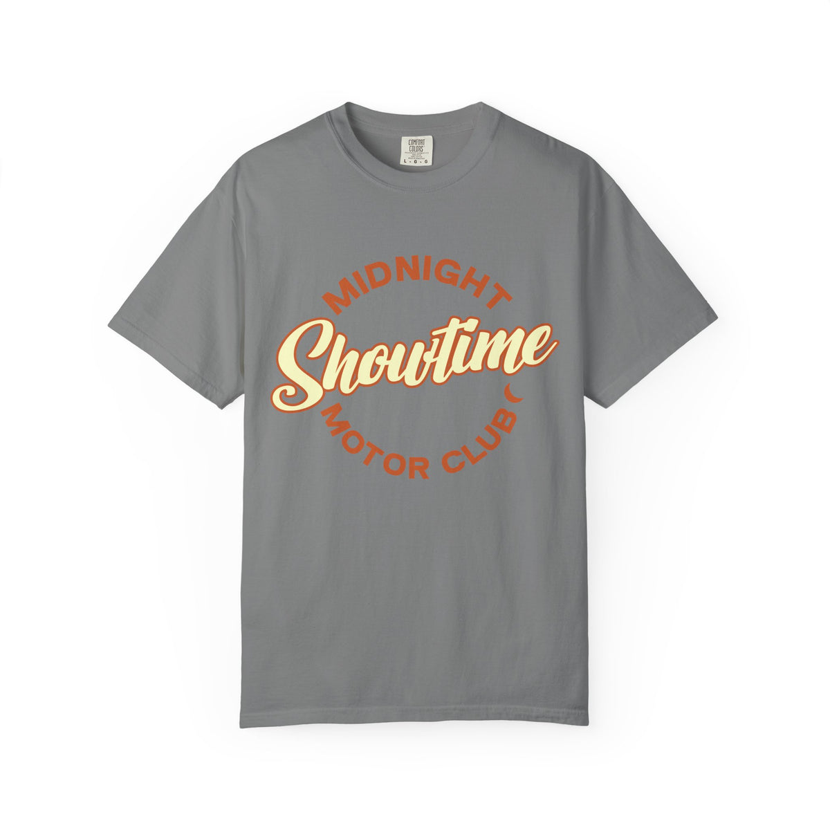 "Midnight Showtime Motor Club" Retro Script Car Culture Tee