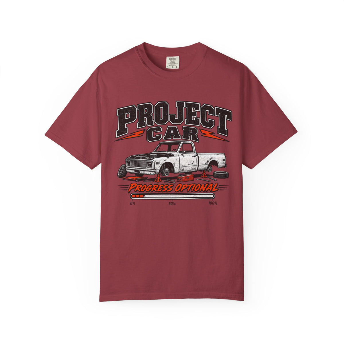 Project Car Graphic T-Shirt — "Progress Optional" Vintage Truck Tee