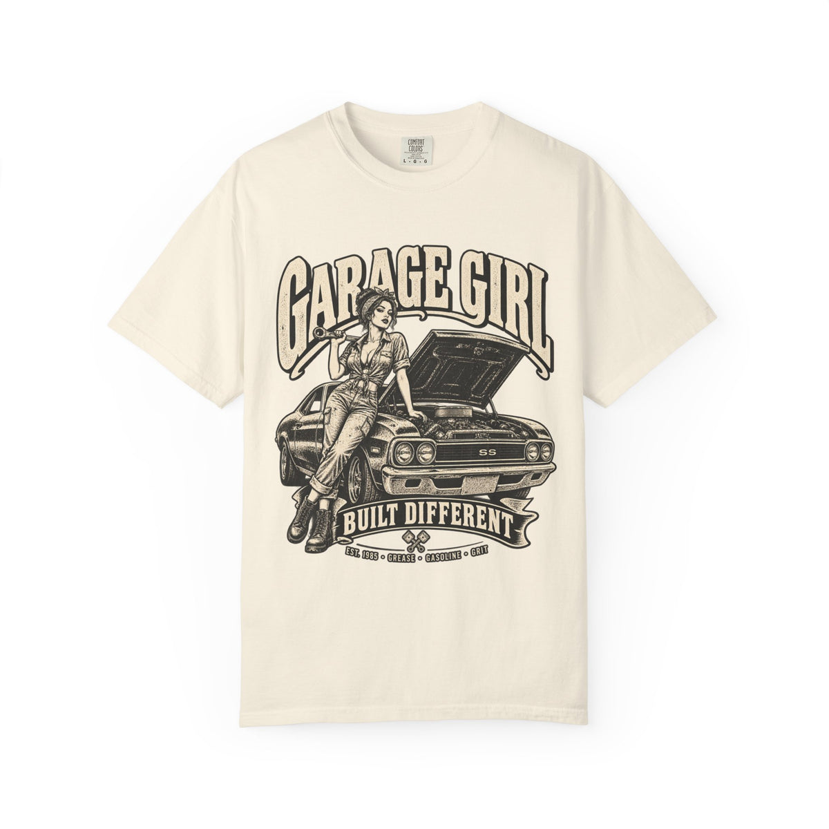 Garage Girl T-Shirt — "Built Different" Vintage Car Tee