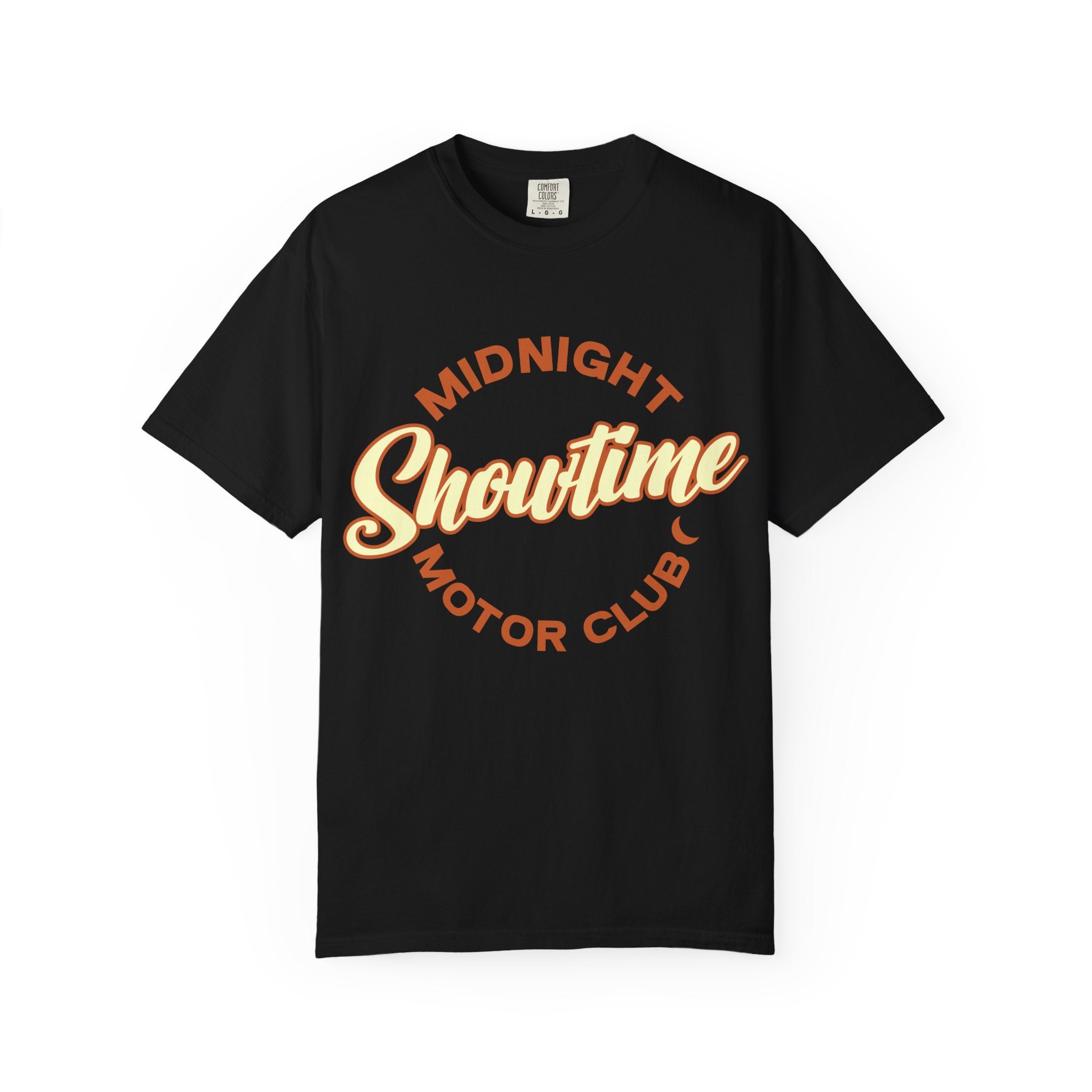 Shirt — "Midnight Showtime Motor Club" Retro Script Tee
