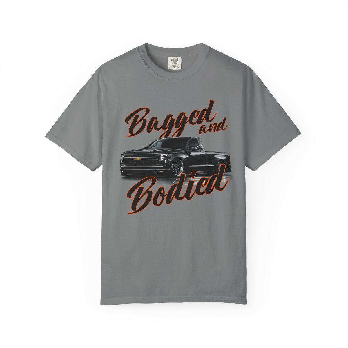 Bagged and Bodied Truck T-Shirt — Lowered Chevy Pickup Crew Tee