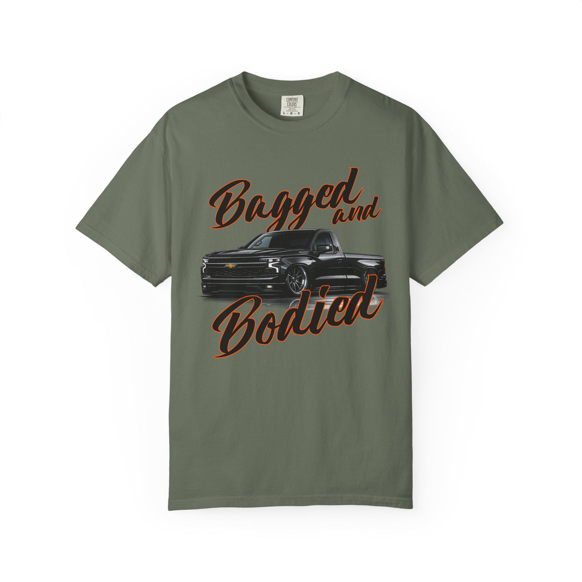 Bagged and Bodied Truck T-Shirt — Lowered Chevy Pickup Crew Tee