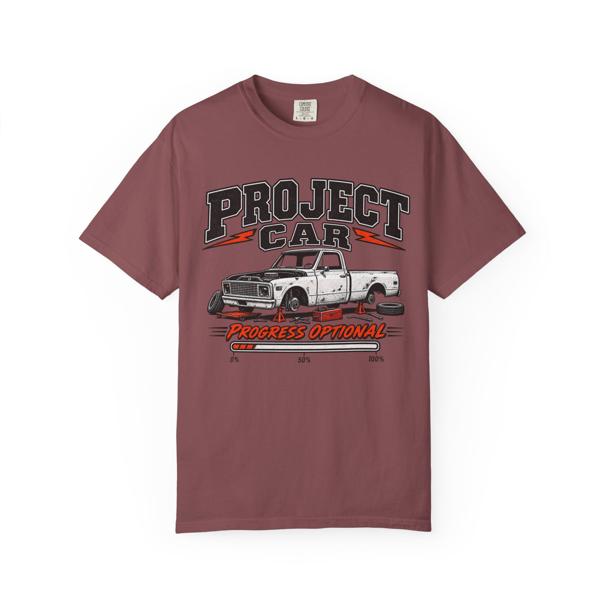 Project Car Graphic T-Shirt — "Progress Optional" Vintage Truck Tee