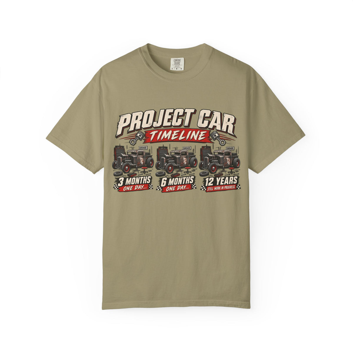 "Project Car Timeline" Hot Rod Funny Mechanic Tee