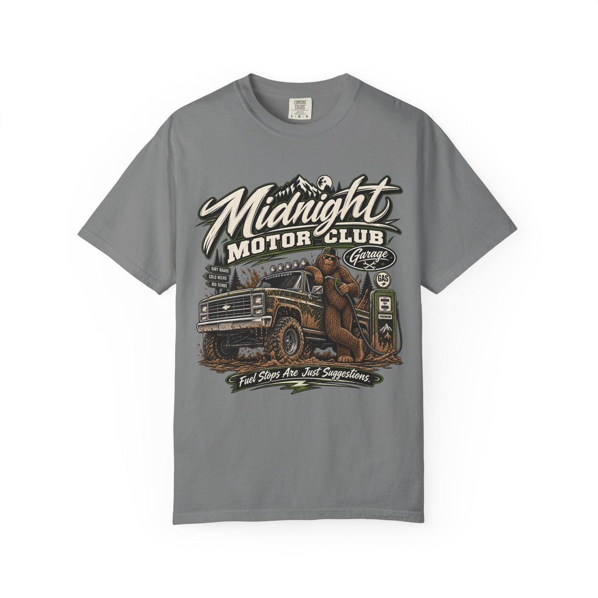 Midnight Motor Club T-Shirt — Vintage Truck & Bigfoot Graphic