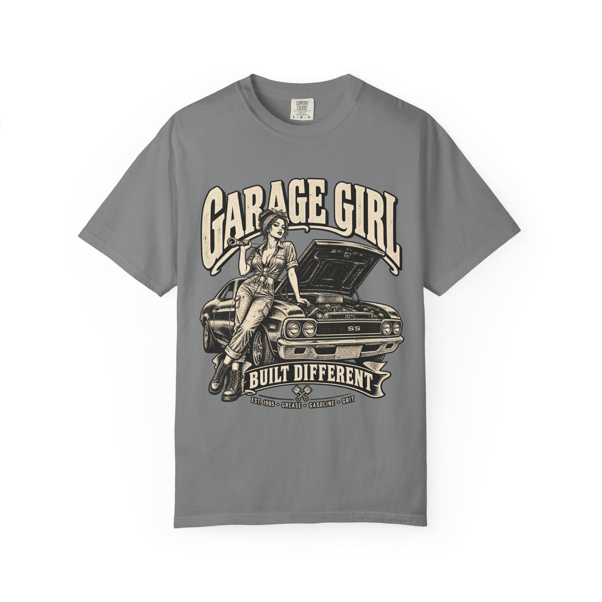 Garage Girl T-Shirt — "Built Different" Vintage Car Tee
