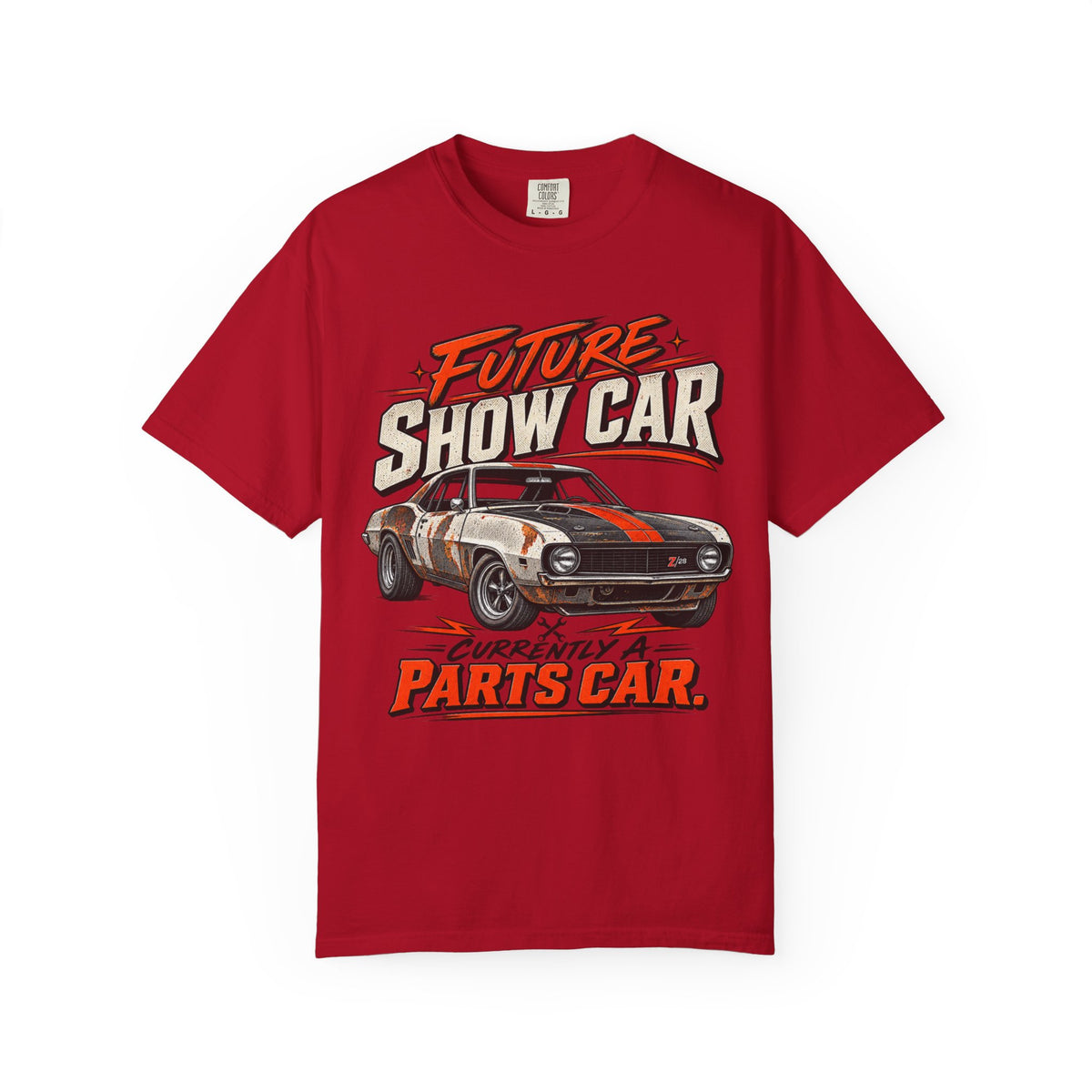 Future Show Car T-Shirt — "Currently a Parts Car" Retro Muscle Car Tee