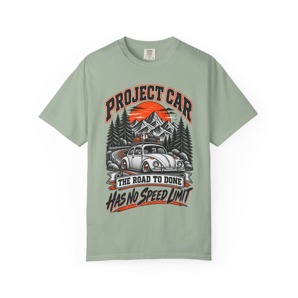 Project Car "Has No Speed Limit" T-Shirt — Vintage Beetle Road Trip Tee