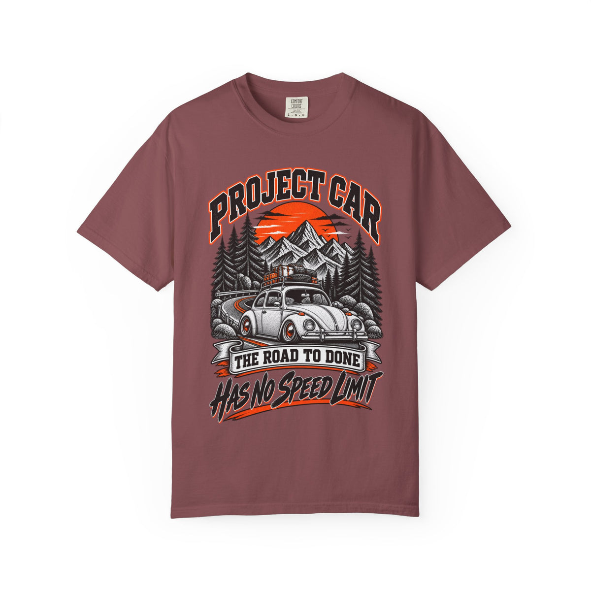 Project Car "Has No Speed Limit" T-Shirt — Vintage Beetle Road Trip Tee