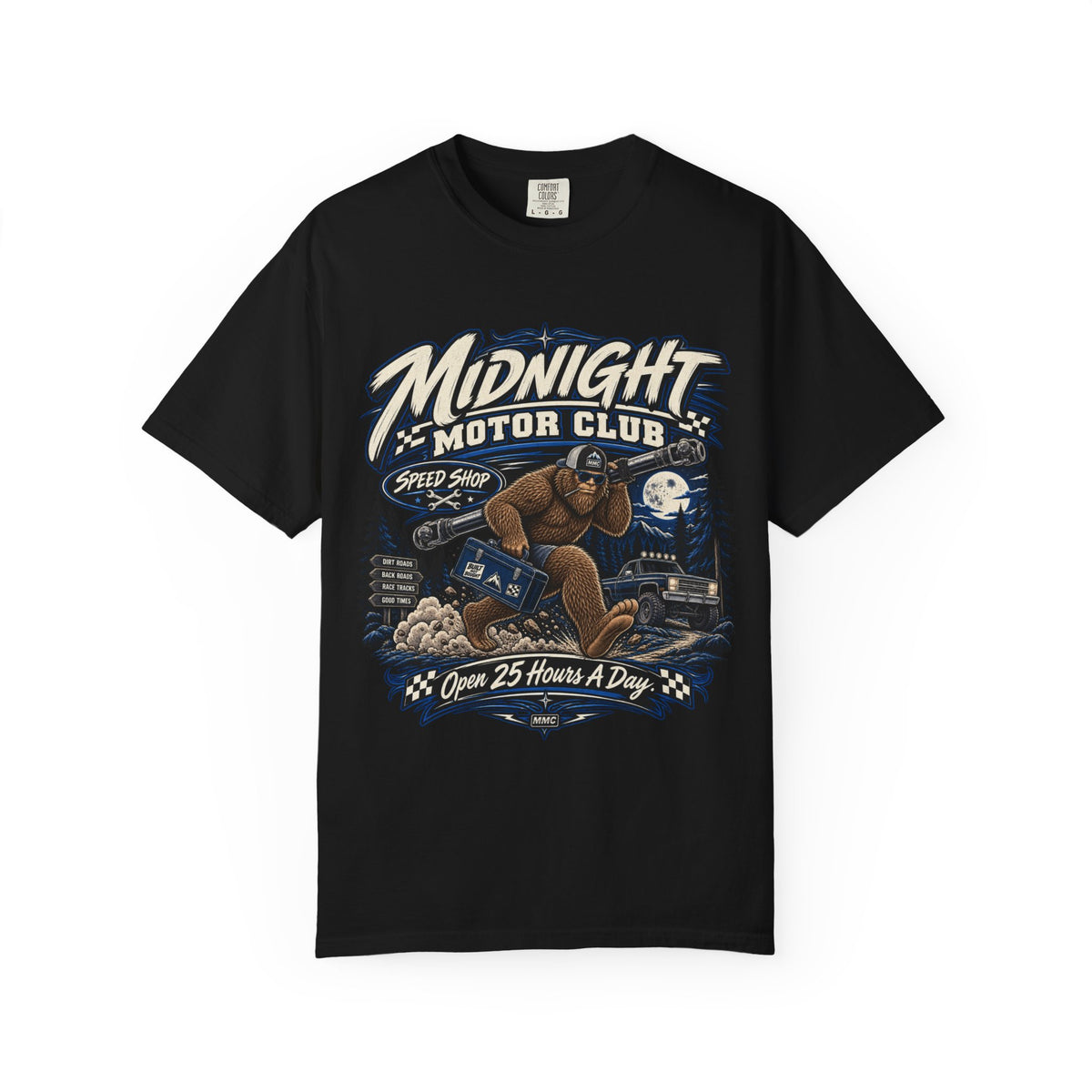 Midnight Motor Club T-Shirt — Vintage Bigfoot Speed Shop Graphic Tee