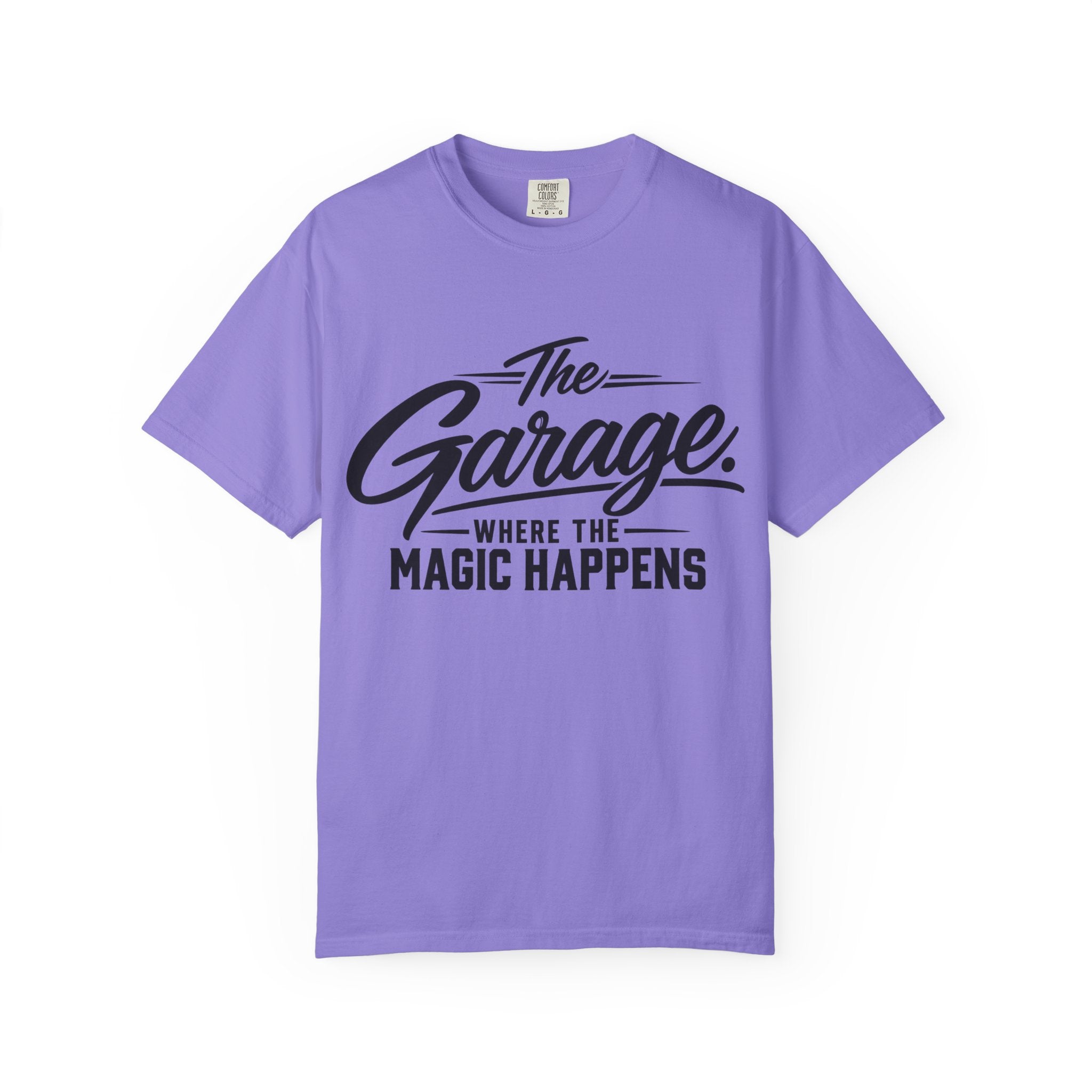 Garage T-Shirt — “The Garage Where the Magic Happens” Retro Workshop Tee