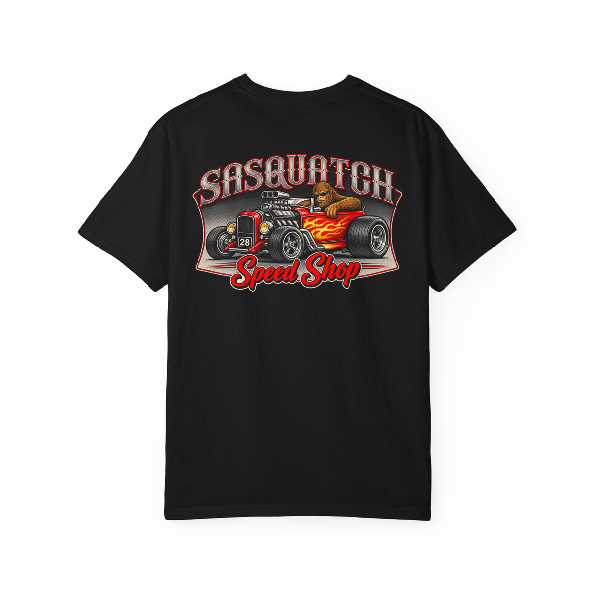 Sasquatch Speed Shop T-Shirt — Retro Hot Rod Graphic Tee