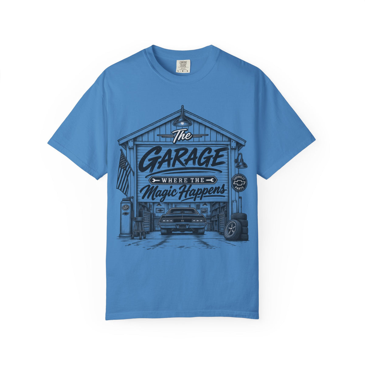 "The Garage Where the Magic Happens" Vintage Car Shop Tee