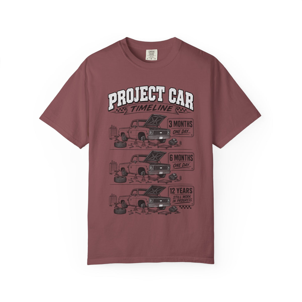 Project Car Timeline T-Shirt – Funny Mechanic Restoration Shirt