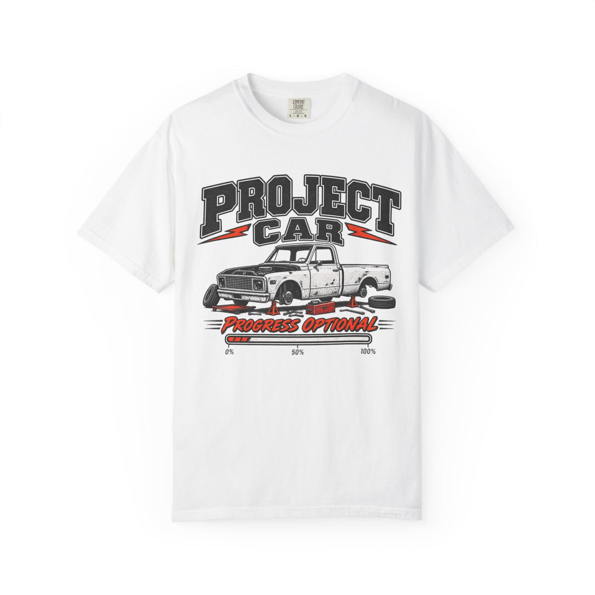 Project Car Graphic T-Shirt — "Progress Optional" Vintage Truck Tee