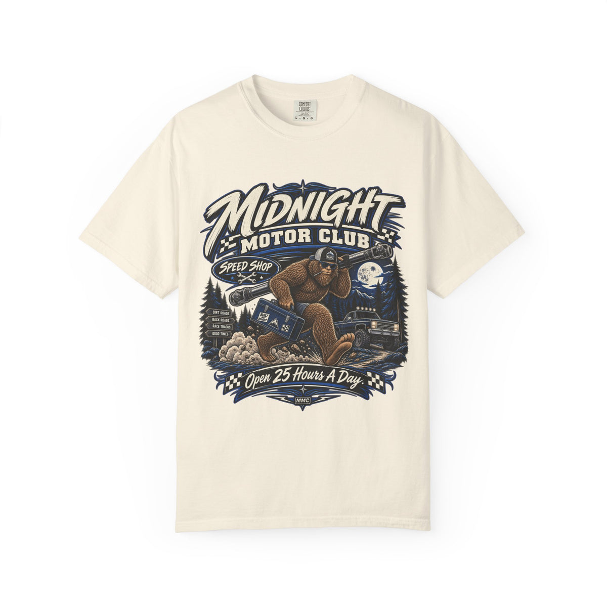 Midnight Motor Club T-Shirt — Vintage Bigfoot Speed Shop Graphic Tee