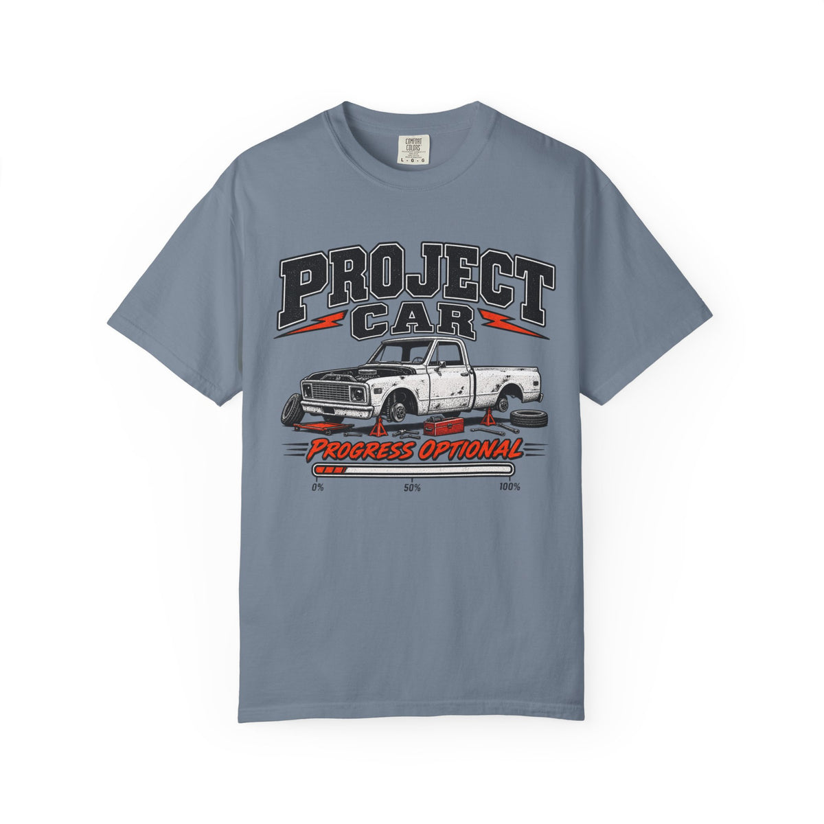 Project Car Graphic T-Shirt — "Progress Optional" Vintage Truck Tee