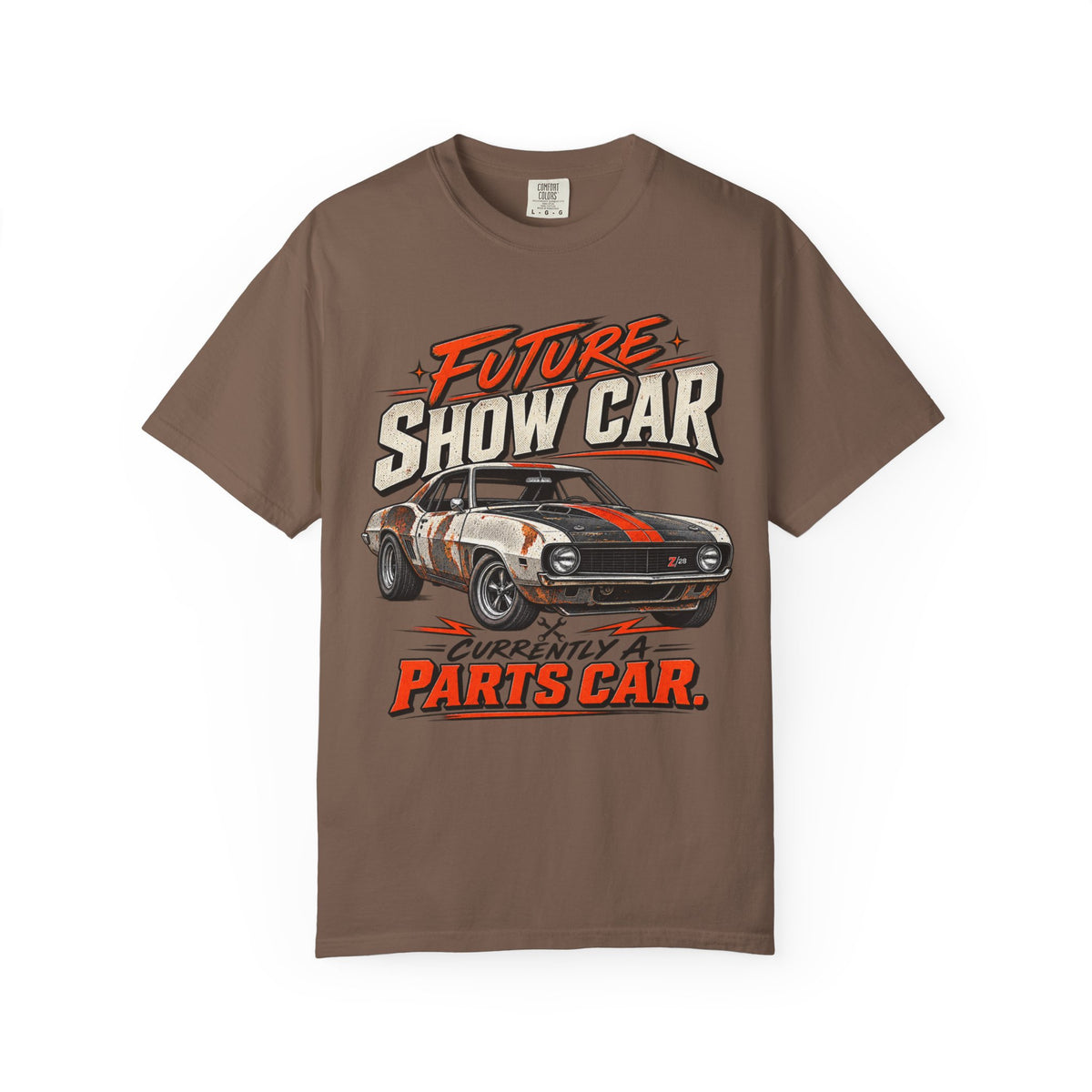 Future Show Car T-Shirt — "Currently a Parts Car" Retro Muscle Car Tee