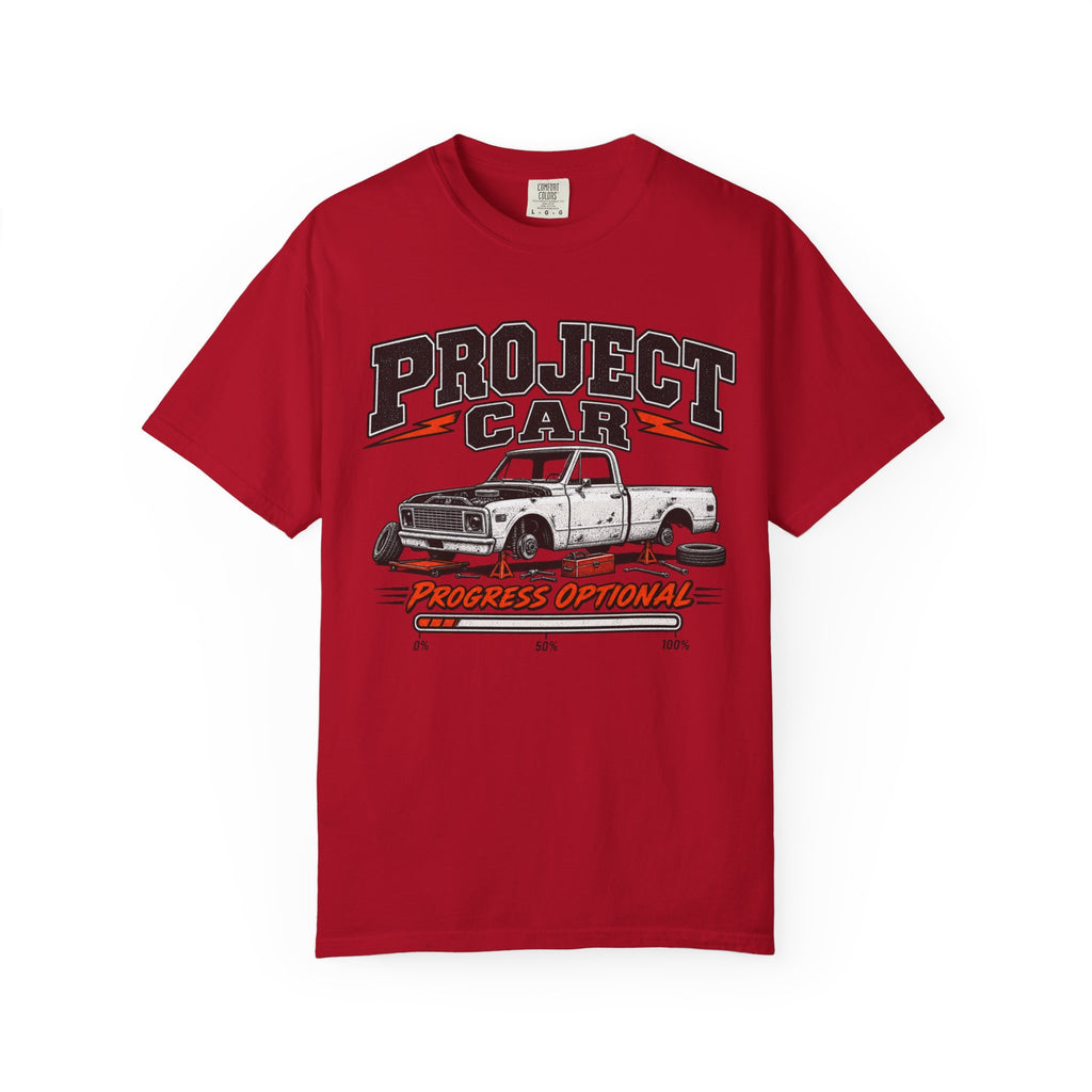 Project Car Graphic T-Shirt — "Progress Optional" Vintage Truck Tee
