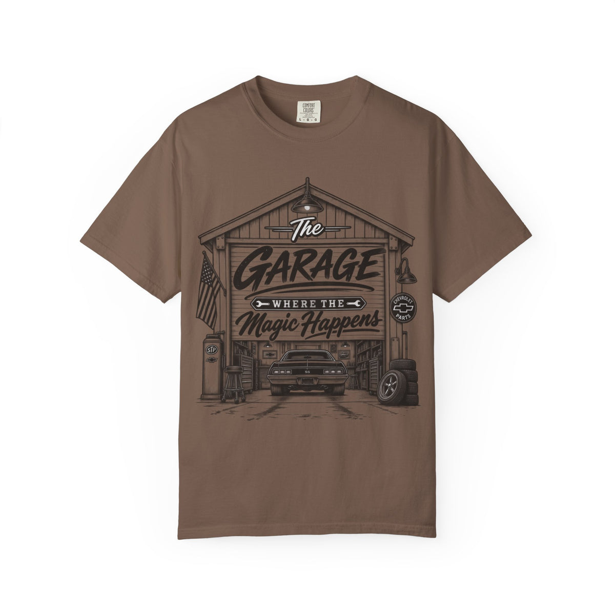 "The Garage Where the Magic Happens" Vintage Car Shop Tee