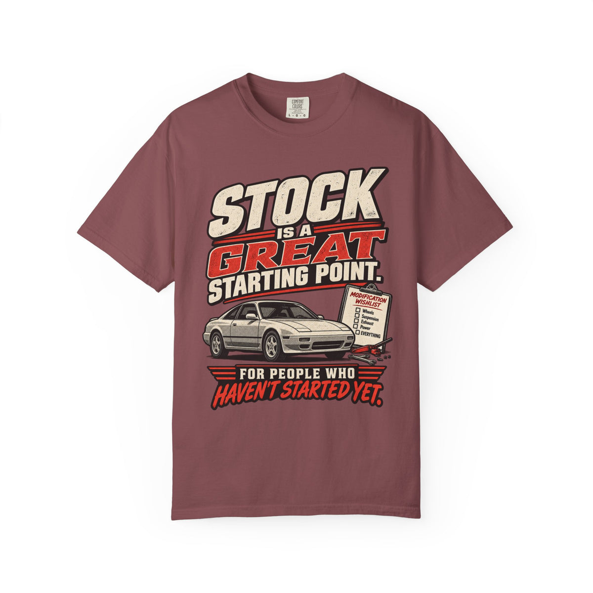 'Stock Is A Great Starting Point' T-Shirt — Funny Car Enthusiast Tee
