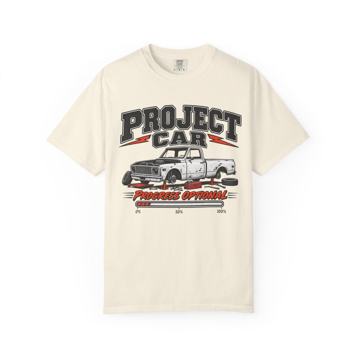 Project Car Graphic T-Shirt — "Progress Optional" Vintage Truck Tee