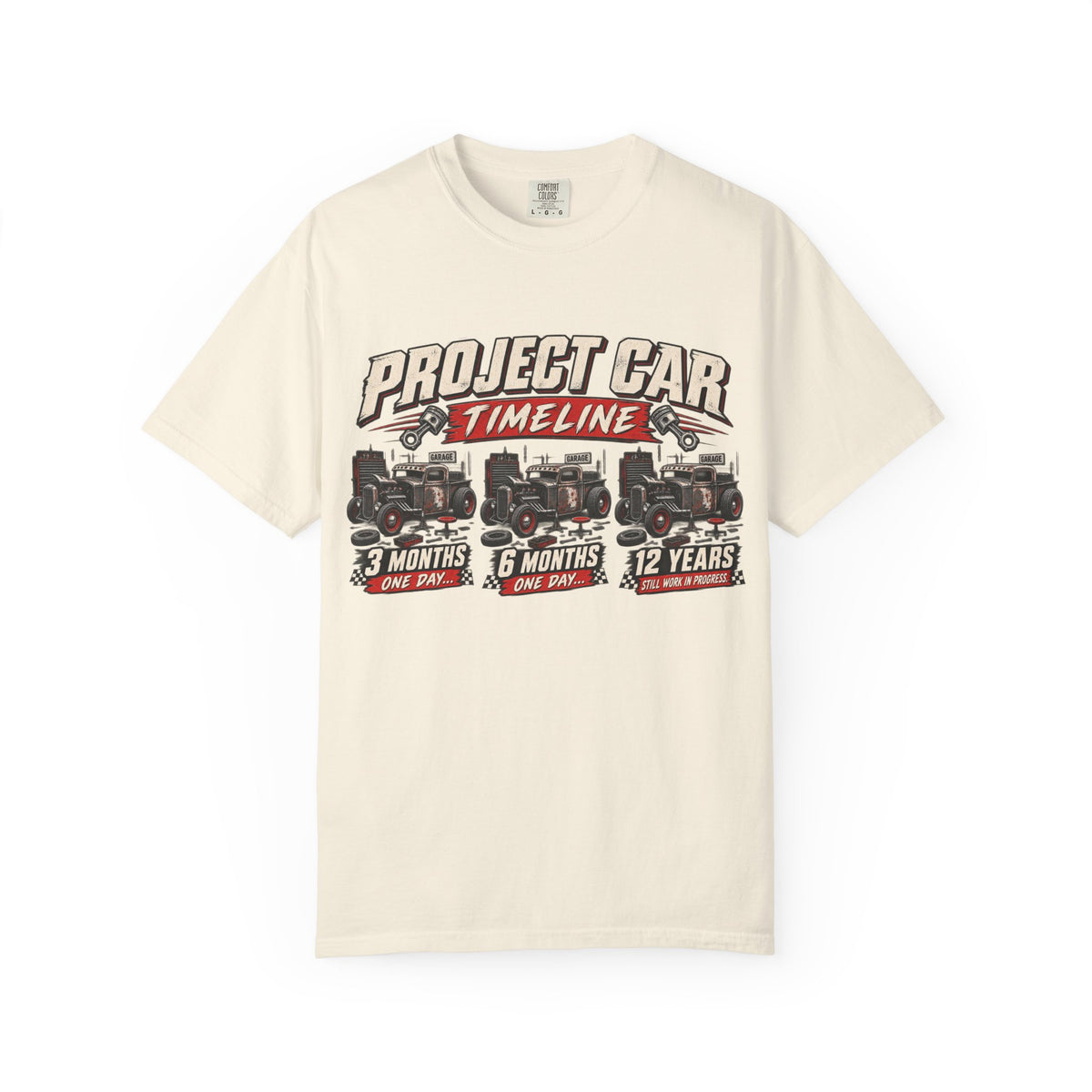 "Project Car Timeline" Hot Rod Funny Mechanic Tee