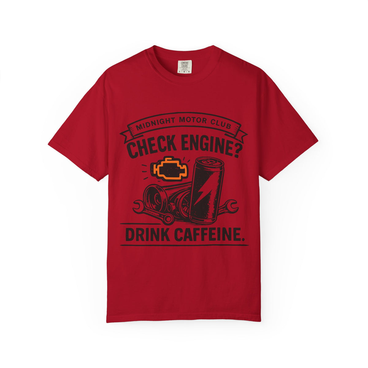 Check Engine? Drink Caffeine. T-Shirt — Mechanics & Car Lovers Racing Tee
