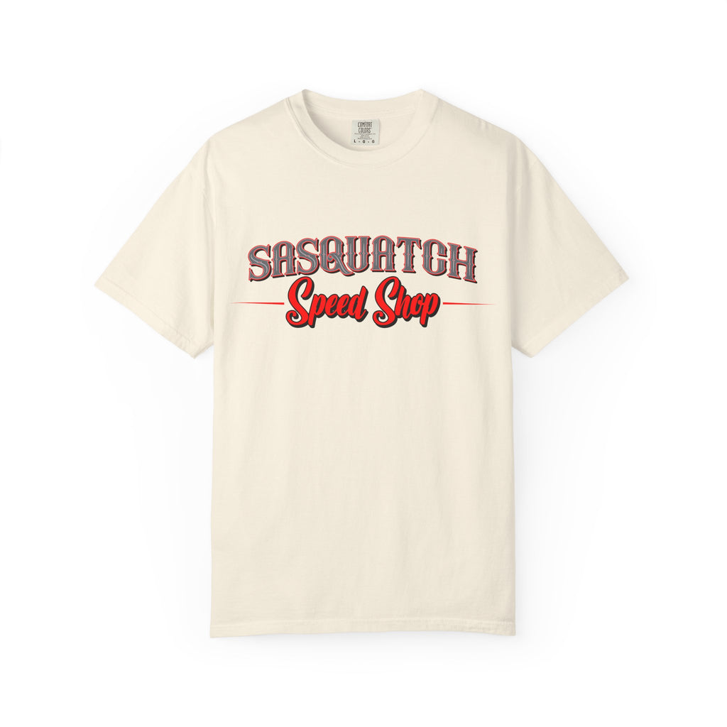 Sasquatch Speed Shop T-Shirt — Retro Hot Rod Graphic Tee