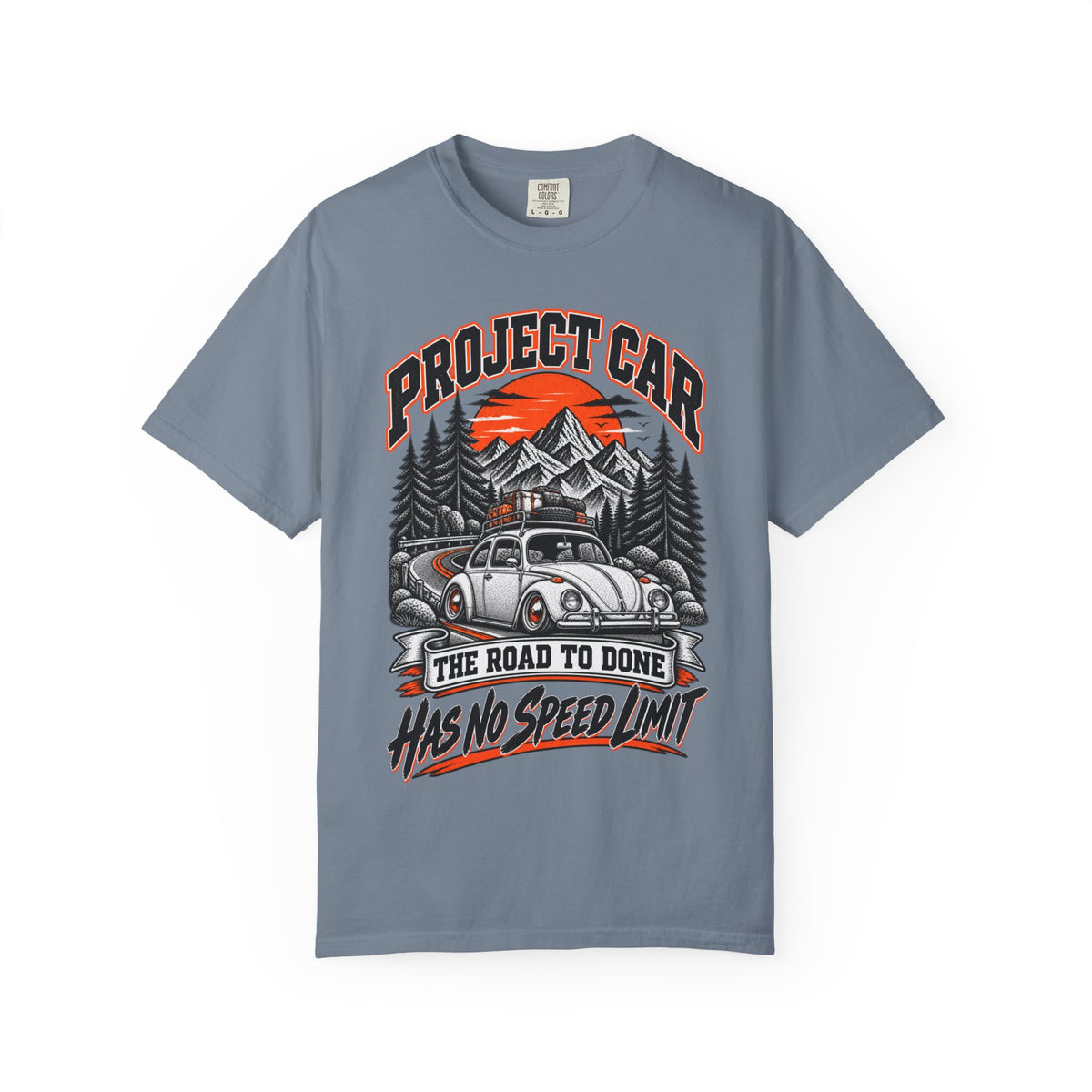 Project Car "Has No Speed Limit" T-Shirt — Vintage Beetle Road Trip Tee