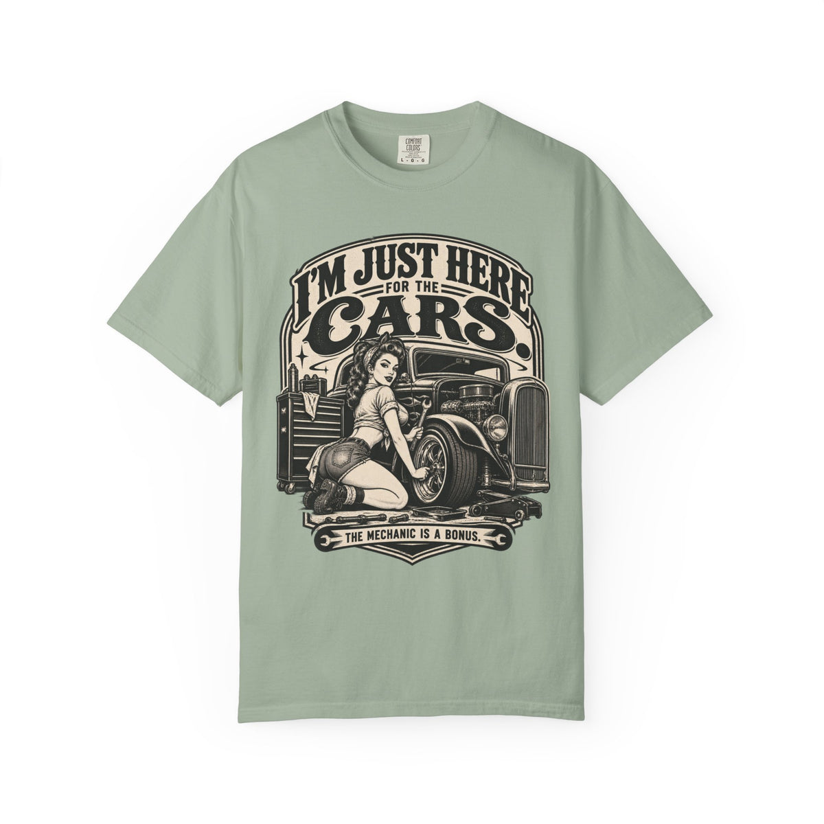 I'm Just Here for the Cars T-Shirt — Retro Pinup Hot Rod Tee