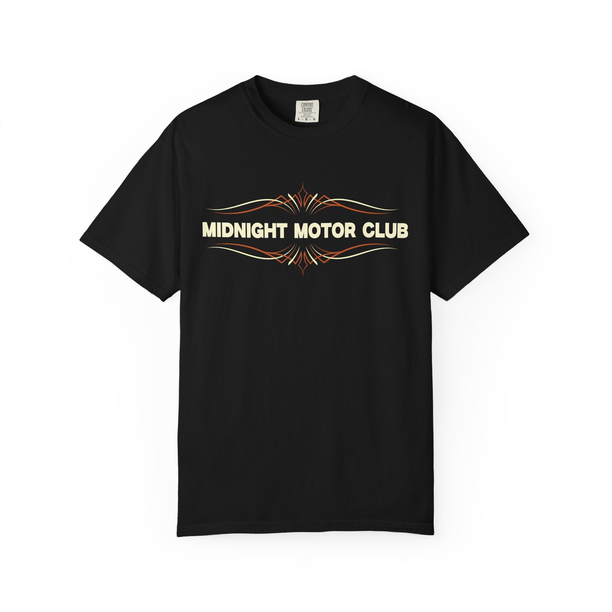 Midnight Motor Club T-Shirt — “The Garage Never Closes” Vintage Car Crew Tee