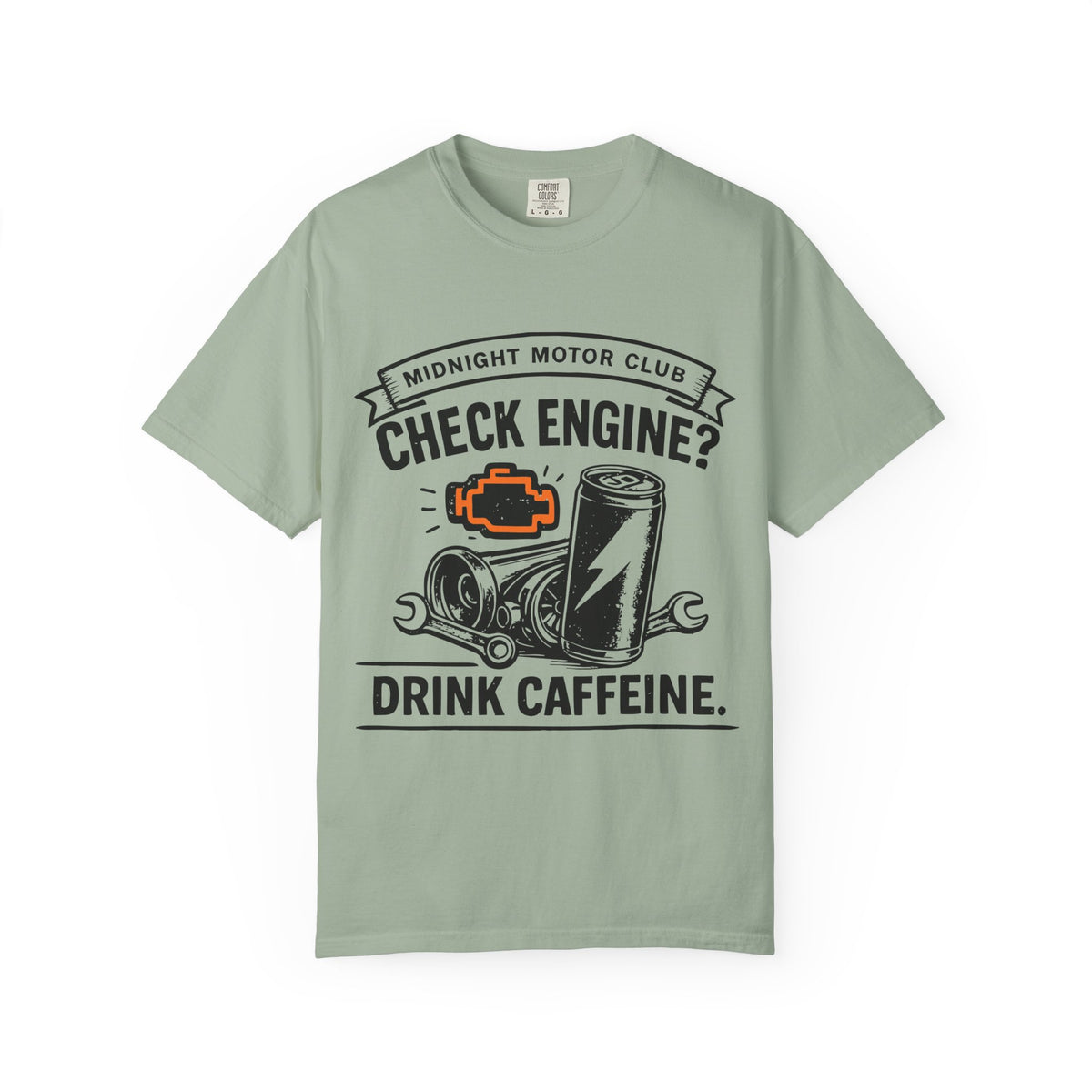 Check Engine? Drink Caffeine. T-Shirt — Mechanics & Car Lovers Racing Tee