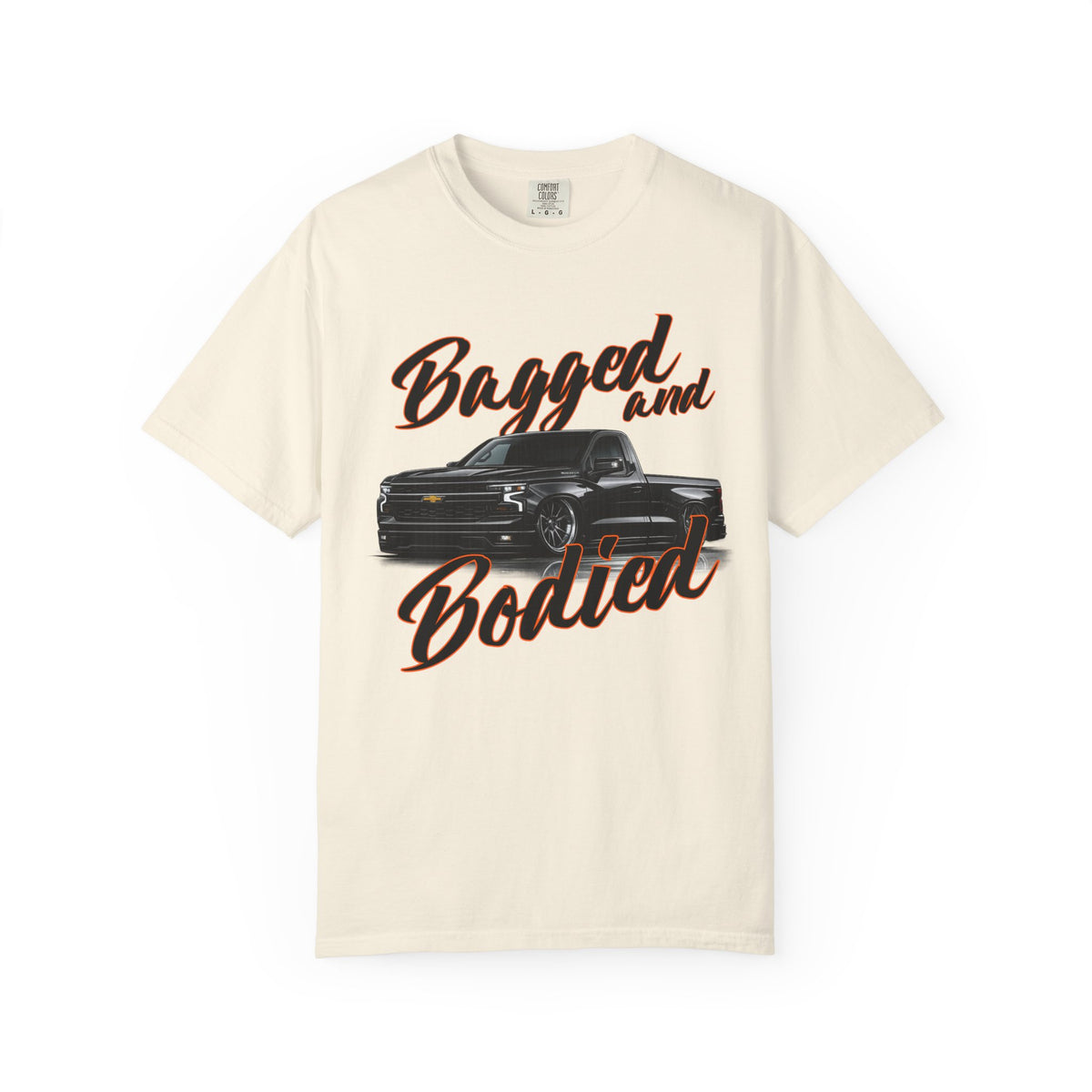 Bagged and Bodied Truck T-Shirt — Lowered Chevy Pickup Crew Tee