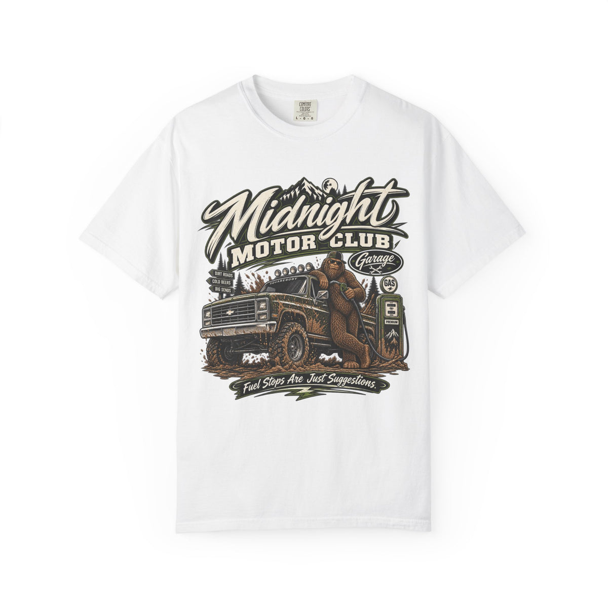 Midnight Motor Club T-Shirt — Vintage Truck & Bigfoot Graphic