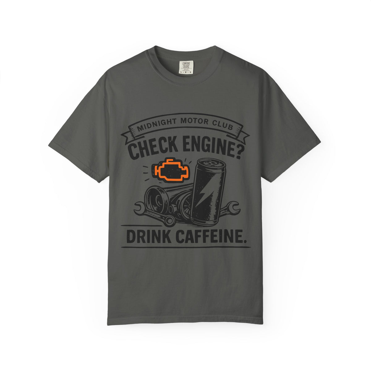 Check Engine? Drink Caffeine. T-Shirt — Mechanics & Car Lovers Racing Tee