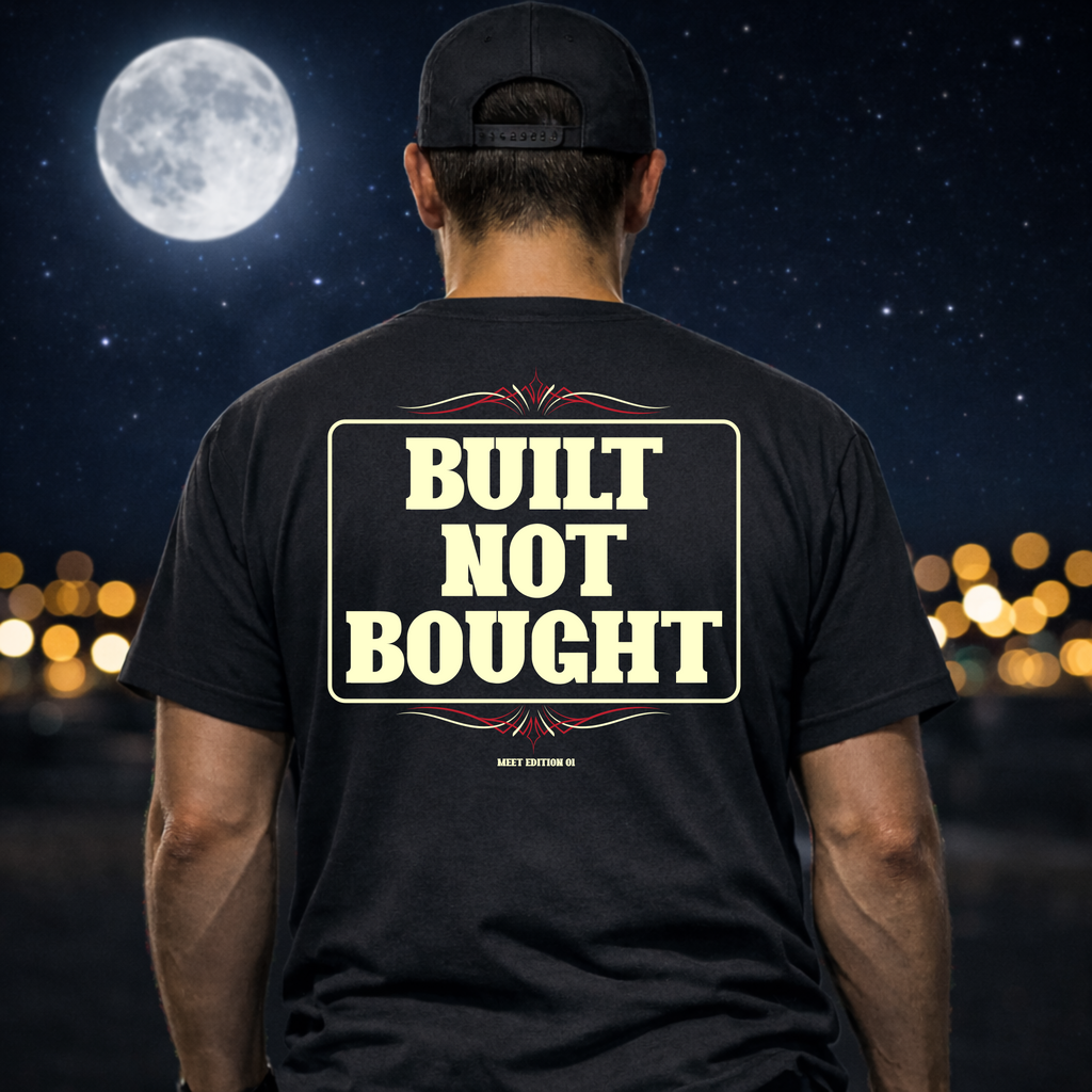 Built Not Bought T-Shirt — Vintage Garment-Dyed Tee with Bold Back Graphic